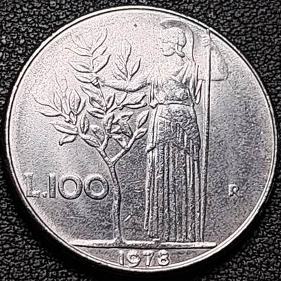 泉币菌-第185场- 精品福利场 23:30分 今天第二场  不见不散（192场和之前的 2月14日发货） - 意大利早期100里拉 月亮和记忆女神密涅瓦 不锈钢币 27.8mm