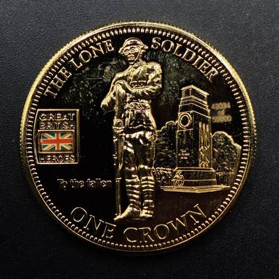  【淘币小摊】限时拍第八百七十拍   克朗币邮币封场    年前最后一场结束全部发出请更换最新收货地址不方便收货的请勿参拍或者顺丰到付 - 英国2010年大英英雄系列镀金克朗纪念币