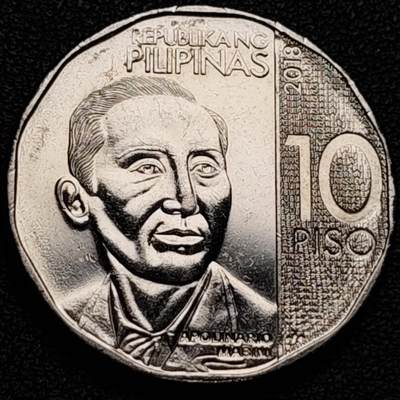 泉币菌-第184场- 精品福利场 今天的第一场 23:30分还有第二场 不见不散（192场和之前的 2月14日发货） - 原光美品 阿波利纳里奥 菲律宾10比索镀镍钢币 27.0毫米8.0克