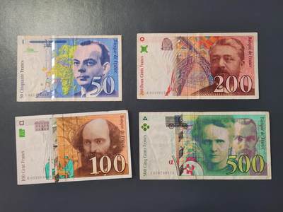 2月8号晚上8点 外国纸币自动截拍第21场 - 法国末版一套美品原票