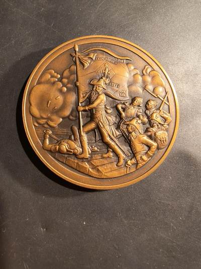 老王徽章第181期 - 法国拿破仑1796年阿尔科战役大铜章     直径75mm     重量258.9g