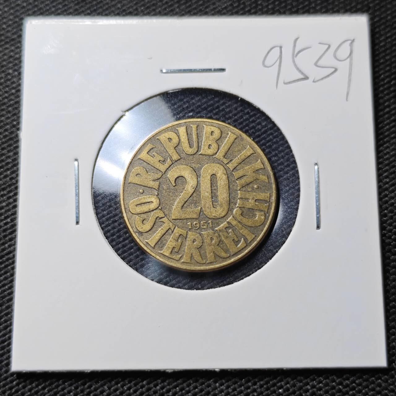 KK钱币收藏小铺  第395期  2月预留时间 周末发货 1951奥地利20格罗申