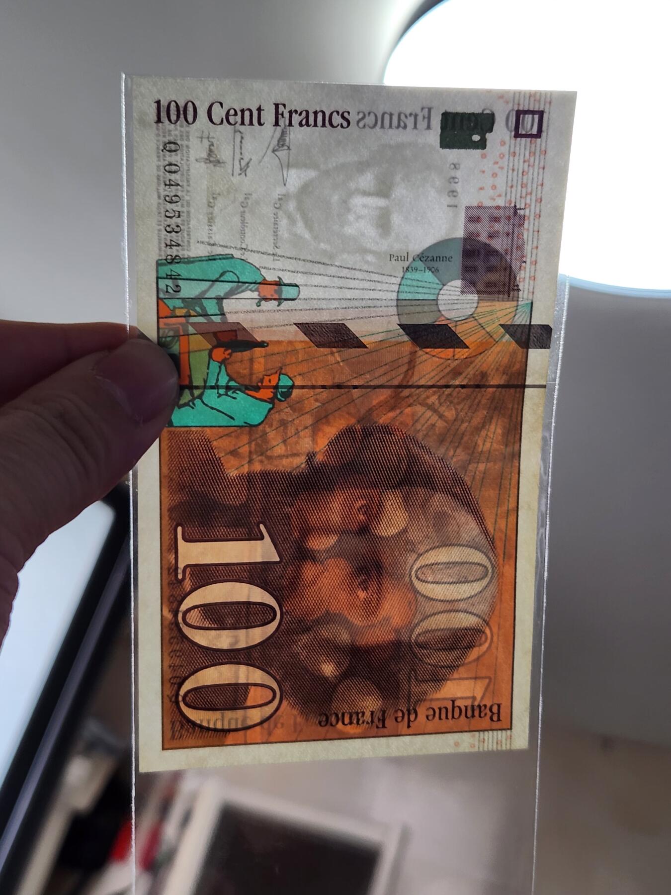 2月8号晚上8点 外国纸币自动截拍第21场 100法郎新品轻微黄