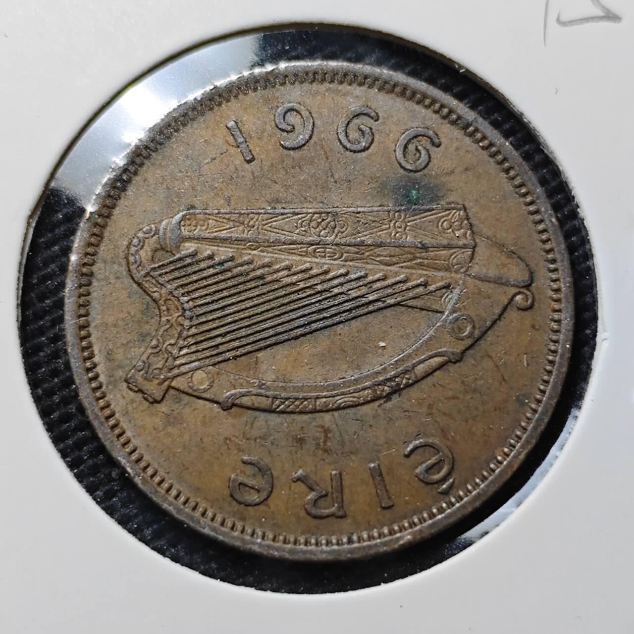 KK钱币收藏小铺  第395期  2月预留时间 周末发货 1966爱尔兰1/2便士铜币