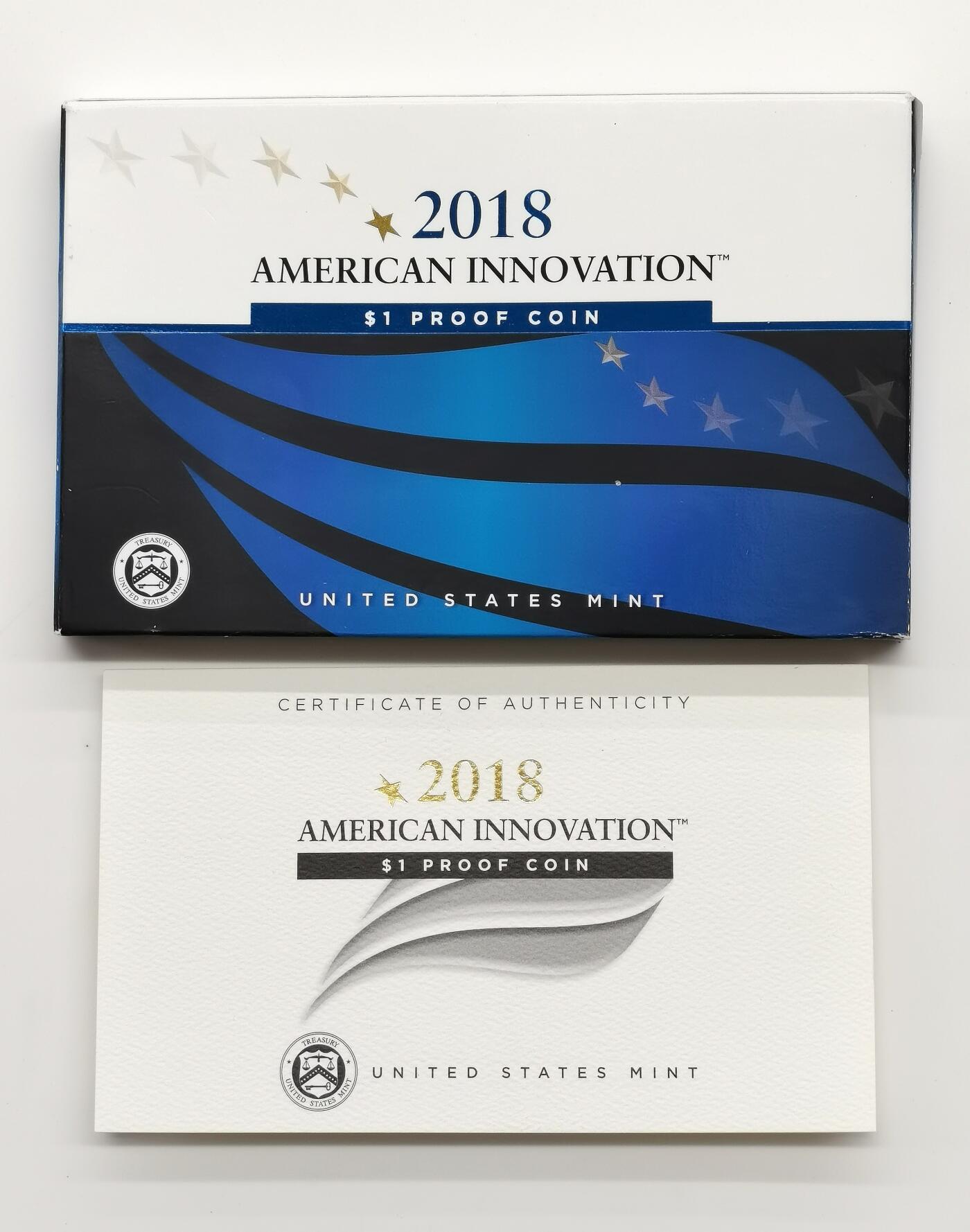 博洋堂蛇年收官专场暨第161期（全场包邮） 2018年美国1美元精制纪念币 美国创新系列（第一枚龙头） 封装盒证全