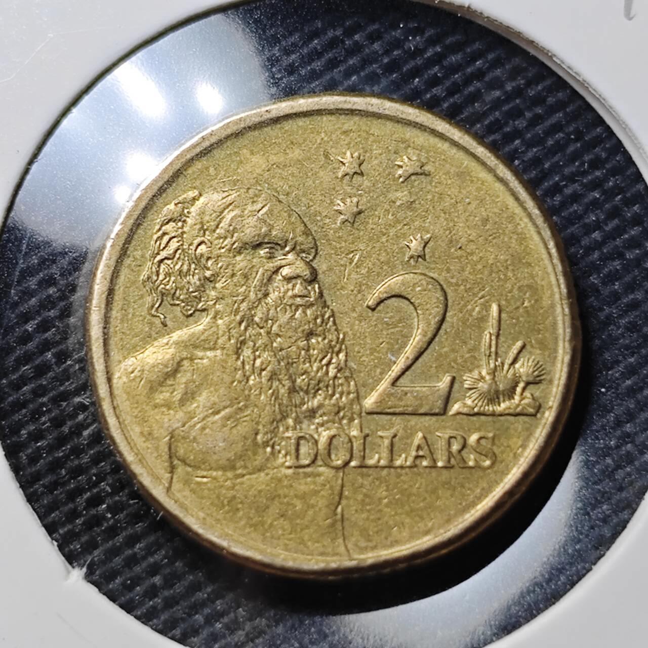 KK钱币收藏小铺  第395期  2月预留时间 周末发货 2005澳大利亚土著人2元 