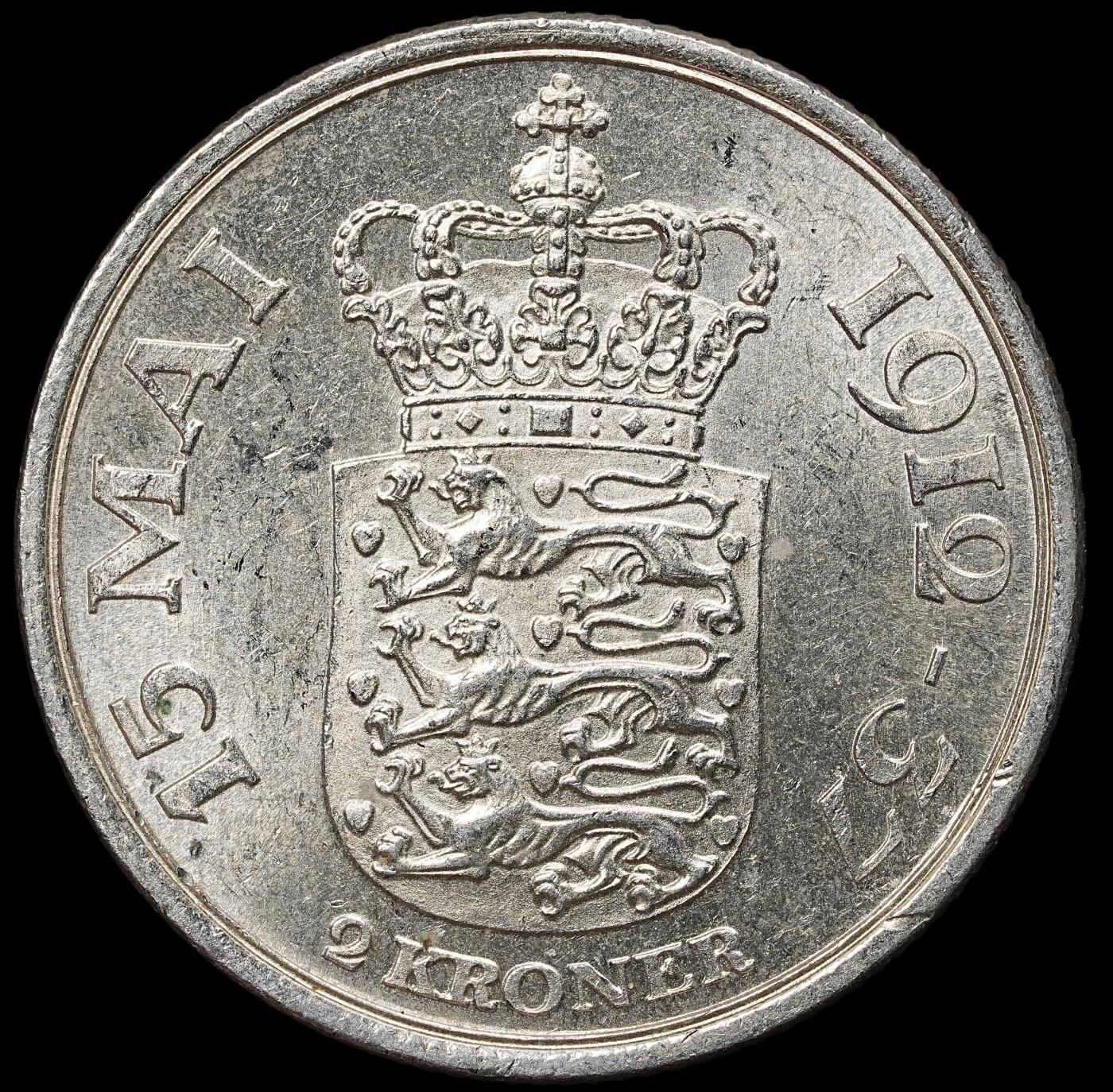 修遠堂世界钱币第104期 1937年丹麦国王登基25周年纪念2克朗银币 15g，含银80%