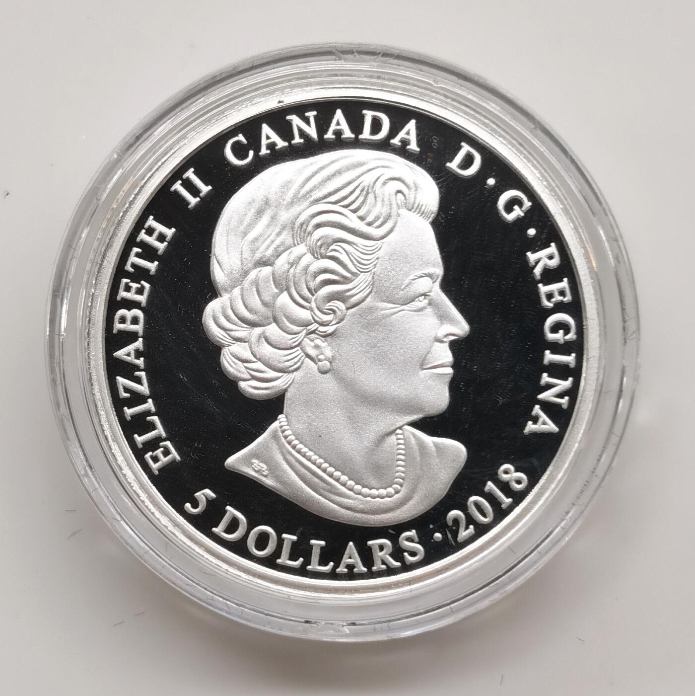 博洋堂蛇年收官专场暨第161期（全场包邮） 2018年加拿大5元精制彩色银币 六月诞生石 7.96克9999银 发行量：4000 盒证全