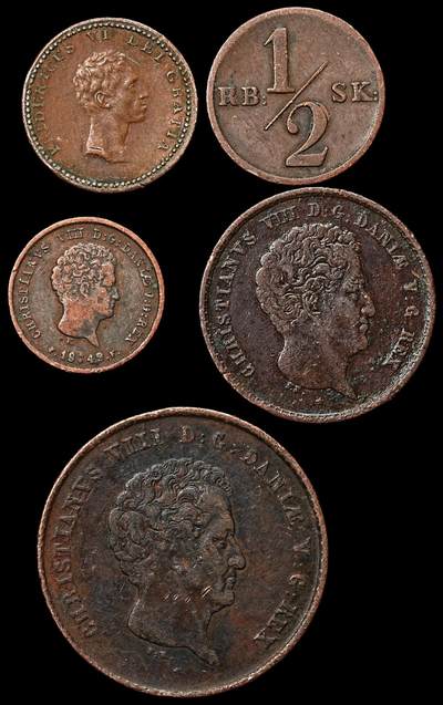 修遠堂世界钱币第104期 - 丹麦旧铜币一组