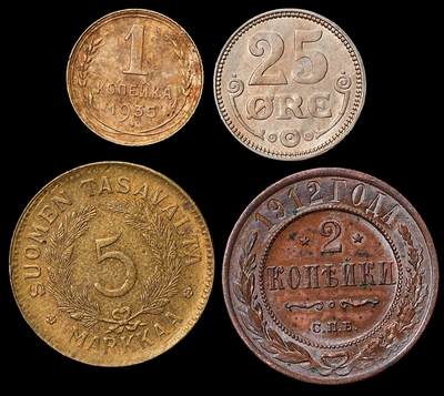 修遠堂世界钱币第104期 - 带光世界旧钱币4枚