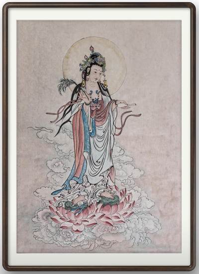 周六第99期阳大大卡牌拍卖第99期（持续收拍品，周六晚上九点截拍，进群福利早知道） - 【原画】工艺大师张红作品 普渡慈航。 A4原稿画芯 建议配框非常漂亮，书房必备