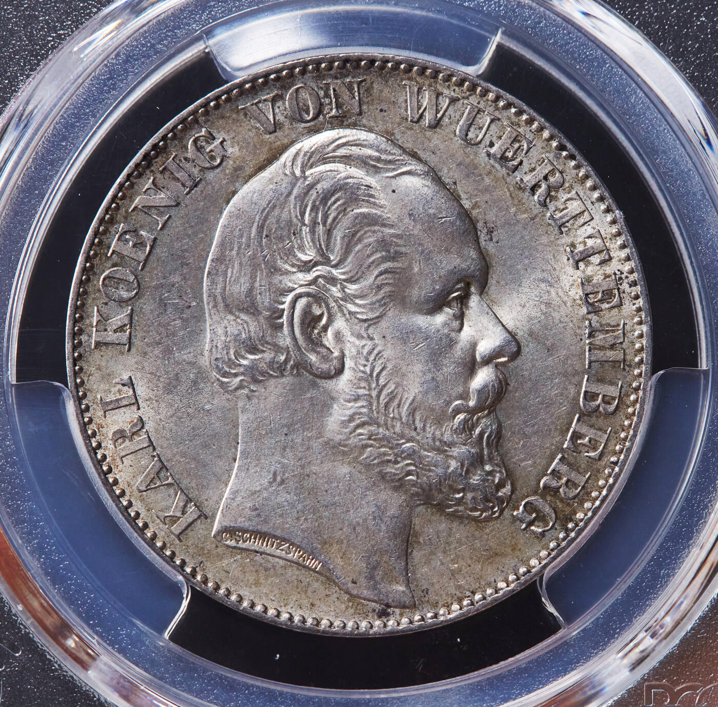 【俄甄集藏】马年新春第一拍 2026年(048)02-25星期三 晚 19:30 全场包邮 德国符腾堡1871年卡尔一世胜利1泰勒银币，PCGS MS61，黄油彩，转光品相，疑似低评