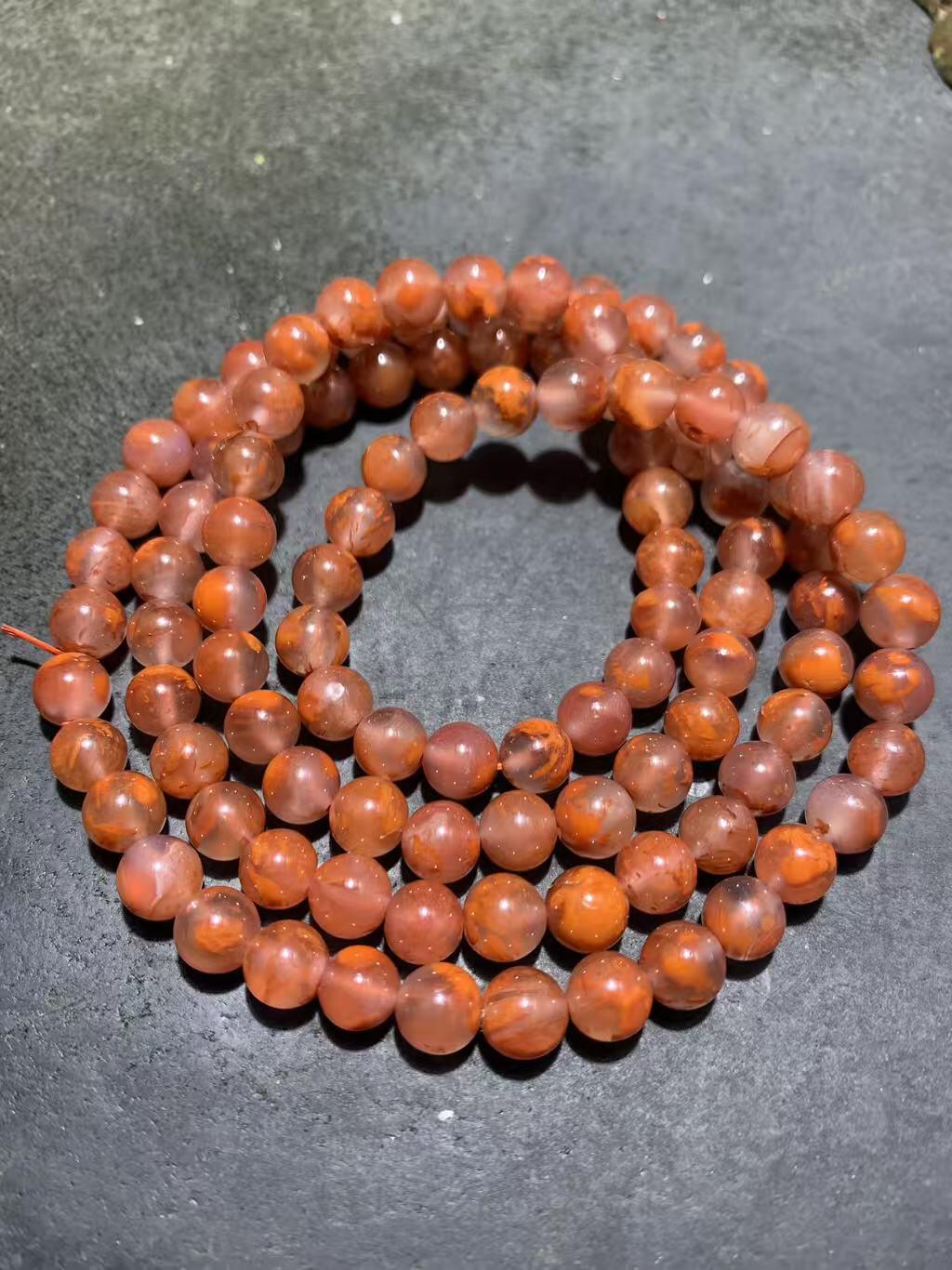 放福利！川料南红玛瑙荔枝冻飘火焰纹108手串一条！