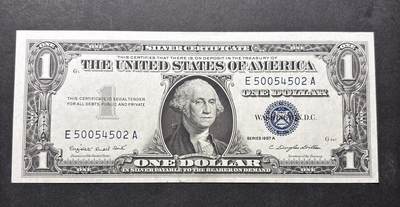 【金马踏春，泉马奔腾】2026 年新年贺岁场，（定于年初五接财神截拍）祝各位老板马到成功，马上有钱，愿岁岁平安喜乐顺遂 - 全新少见 1957 年蓝印版美国 1 美元，尾号 502