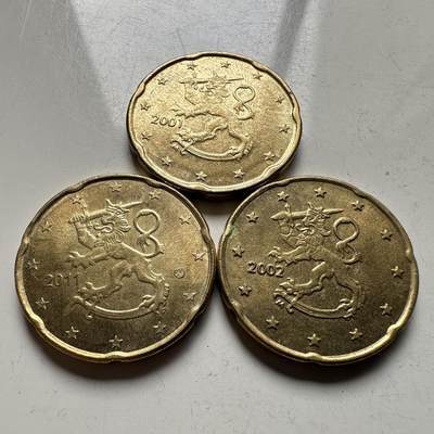 🌹外币初藏🌹🐯2026年第18场 快递将在12号停运 年前需发货的抓紧 ，年后正月十五恢复发货 - 芬兰20欧分三枚