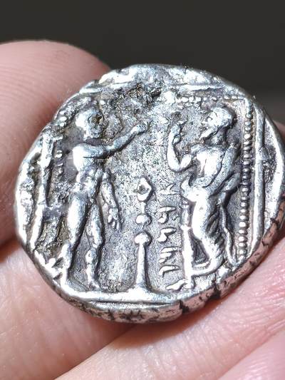 典藏名誉品！波斯阿契美尼德帝国 总督达塔莫斯 斯塔特大银币 公元前384-361年 正面城墙环和巴力神坐像 背面阿娜神与总督  ROMA旧藏名拍出品 