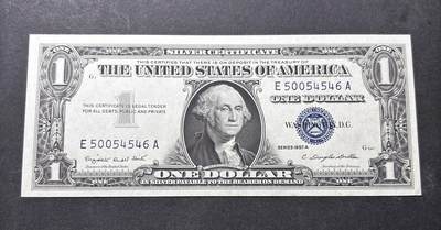 【金马踏春，泉马奔腾】2026 年新年贺岁场，（定于年初五接财神截拍）祝各位老板马到成功，马上有钱，愿岁岁平安喜乐顺遂 - 全新少见 1957 年蓝印版美国 1 美元，尾号 546