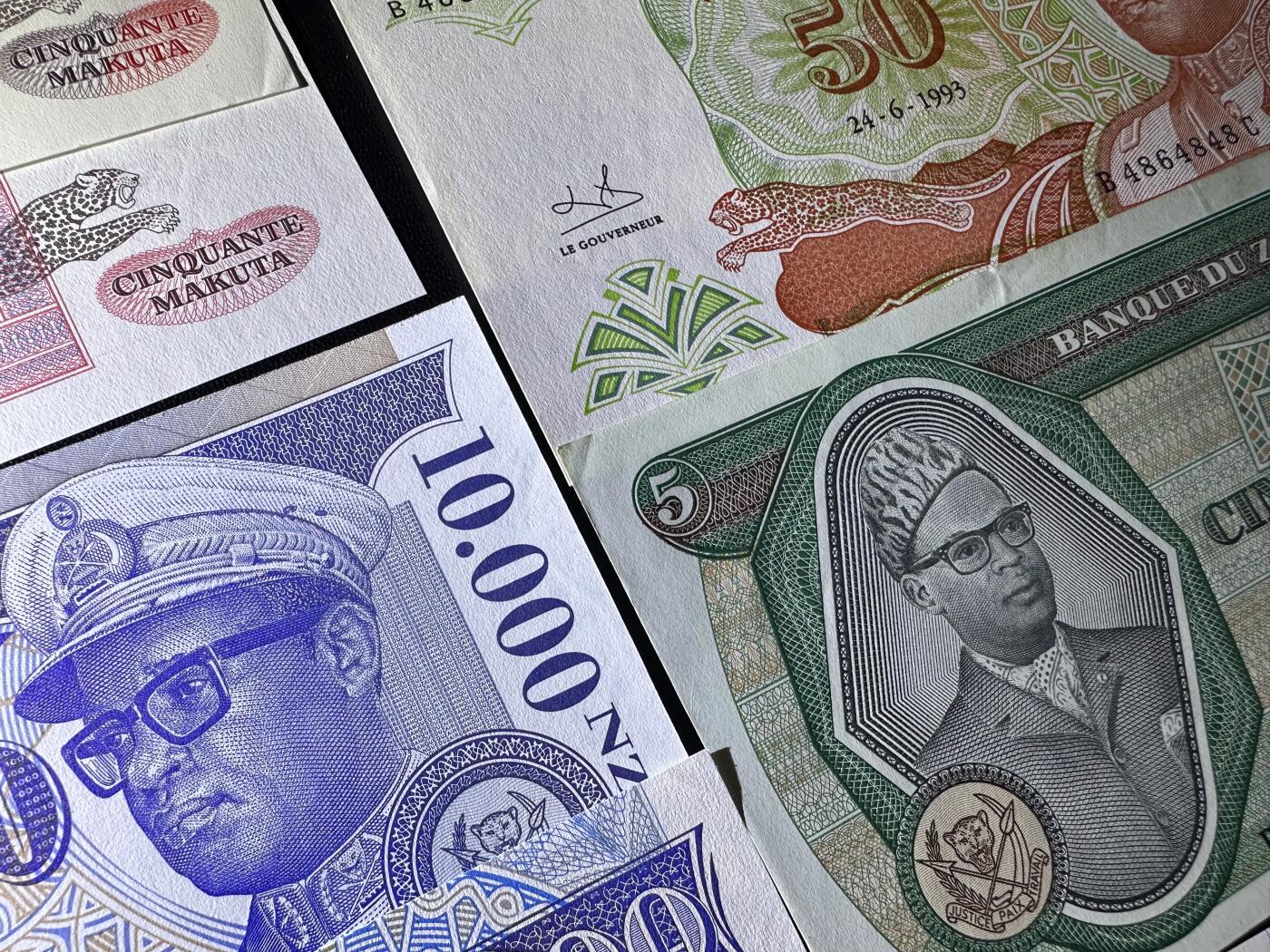 《外钞收藏家》第六百一十期（新年假期场/年后快递恢复正常再发货）（长期征集拍品、欢迎藏友们联系合作） 扎伊尔几个版本 15张一起 全新 有几张有轻微瑕疵