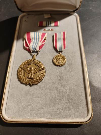 老王徽章第181期 - 美国国防部功绩服务奖章     原盒带略、珐琅略和迷你章 
