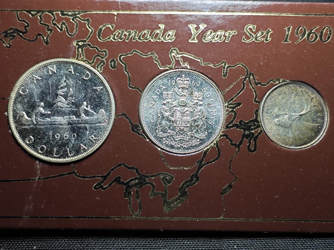 KK钱币收藏小铺  第400期  百期特拍（四拍之四）2月预留时间 周末发货  1960加拿大大小面值清年一套 含4枚银币