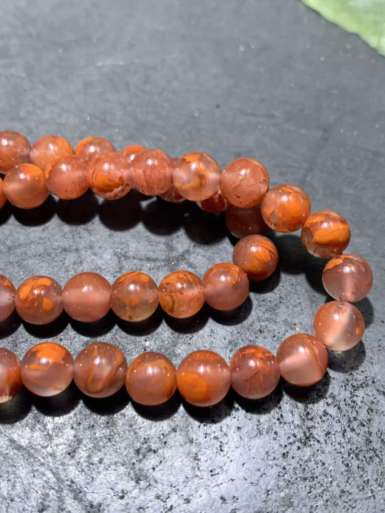 放福利！川料南红玛瑙荔枝冻飘火焰纹108手串一条！