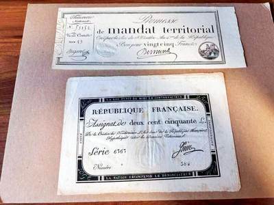 【Blue Auction】世界纸币精拍第785期——18级TOP拍卖/信誉/品质/专业/高效💫 - 【一组2张】法国 早期纸币一组 大票幅 带刚戳防伪 品相如图
