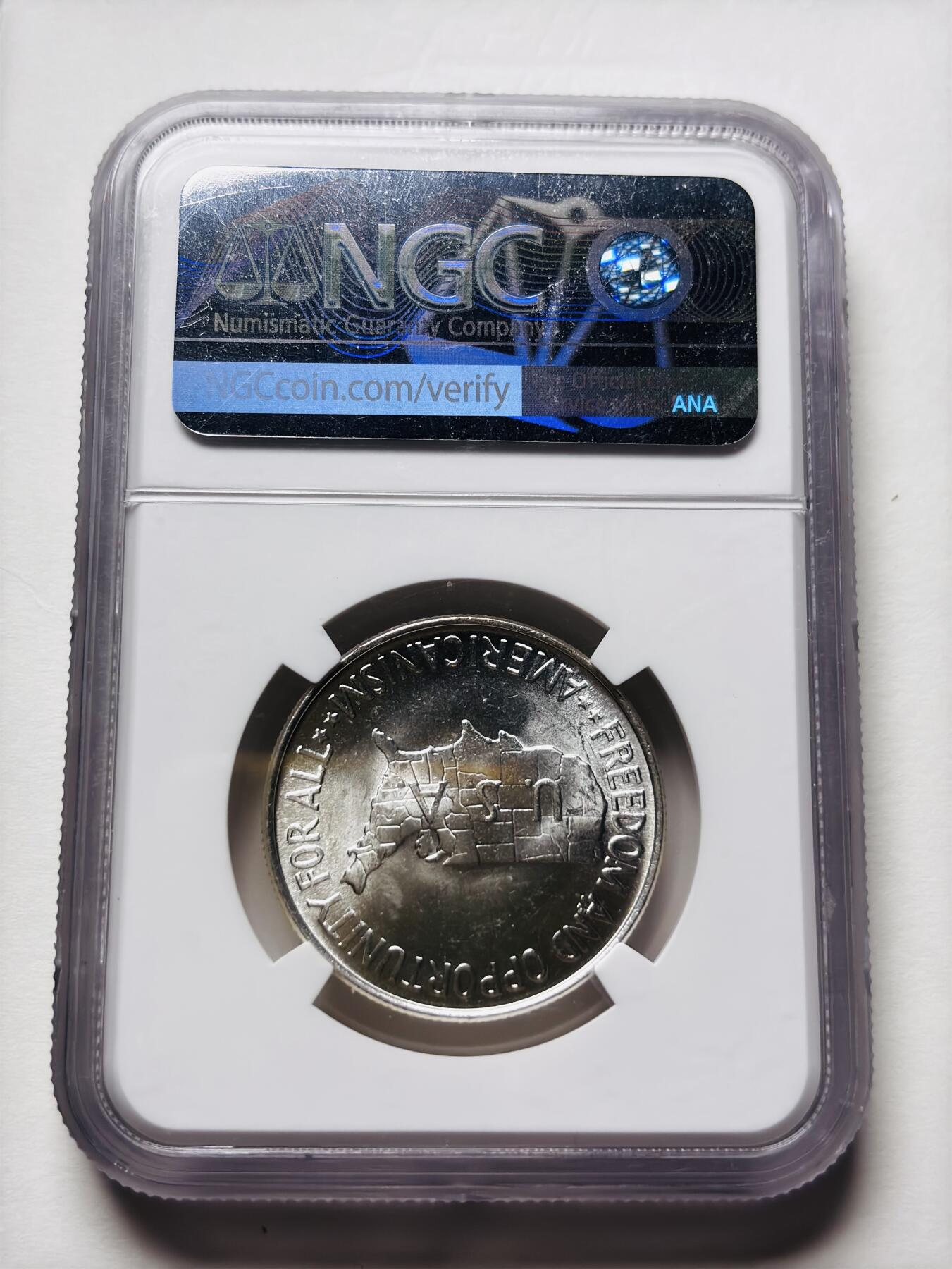 【金马踏春，泉马奔腾】2026 年新年贺岁场，（定于年初五接财神截拍）祝各位老板马到成功，马上有钱，愿岁岁平安喜乐顺遂 NGC MS63 分 1952 年美国 50 分地图银币，转光爆裂，细节看图