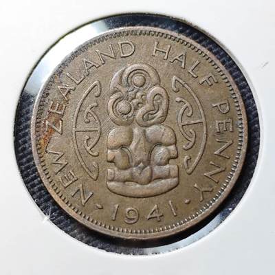 KK钱币收藏小铺  第395期  2月预留时间 周末发货 - 1941新西兰1/2便士 