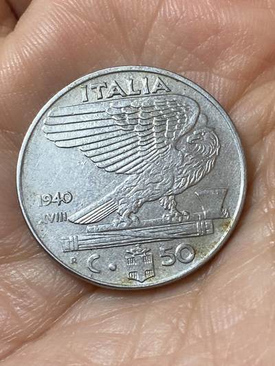 2026年第二十一场(总第一百九十场）外国好品散币场(免佣金) - 意大利王国1940年50分(维托里奥·埃马努埃莱三世第四套，有磁版)