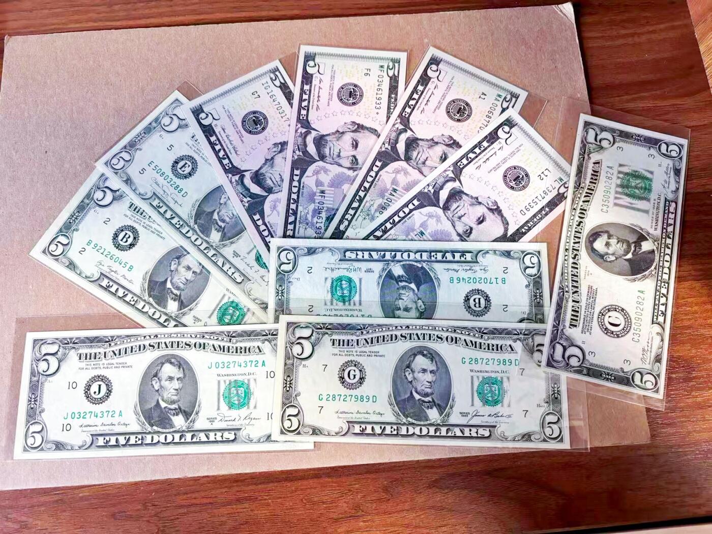 【Blue Auction】世界纸币精拍第785期——18级TOP拍卖/信誉/品质/专业/高效💫 【一组10张多个年份 含补号】美国 1928-2013年5美金 AU-UNC