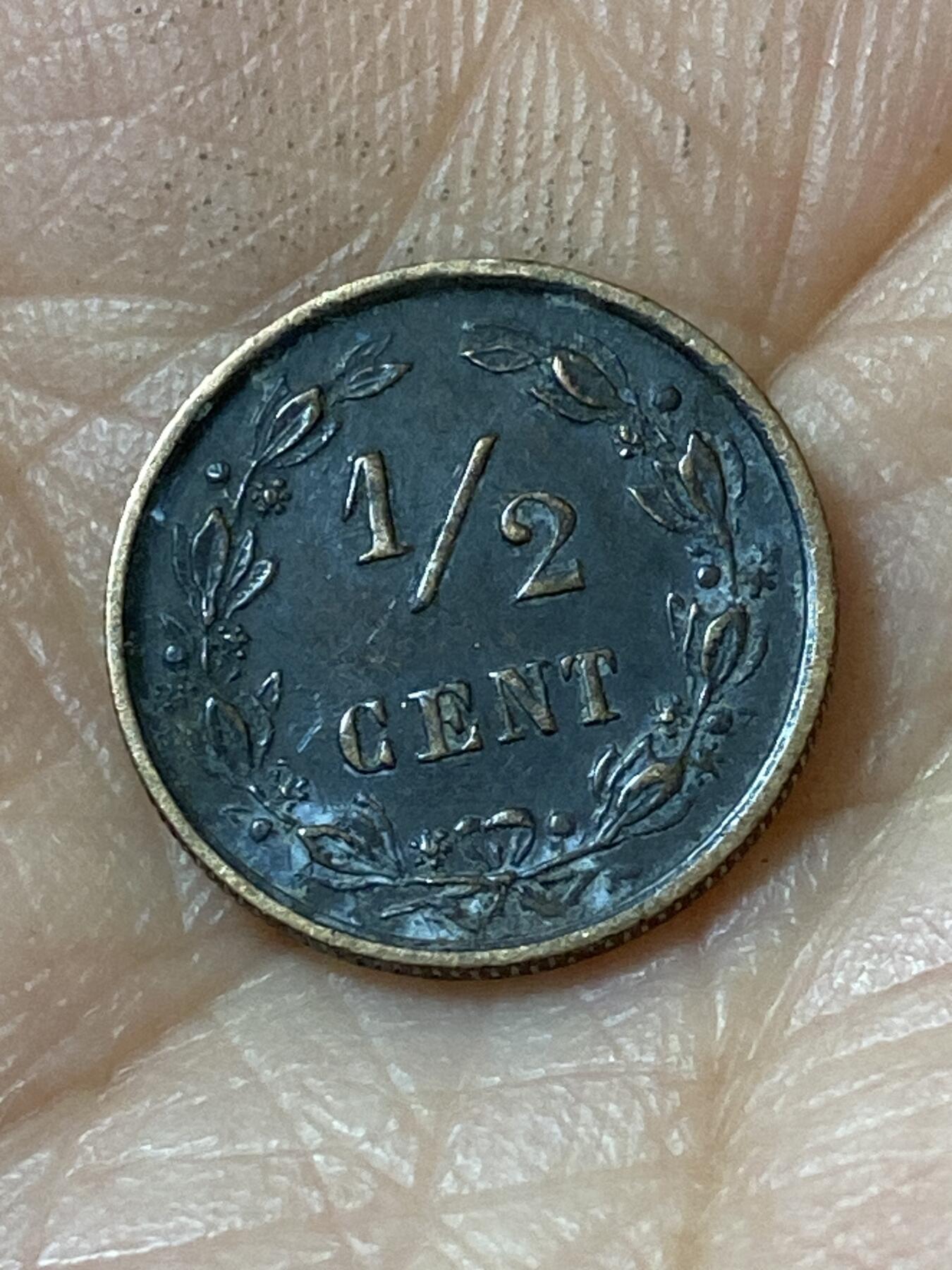 2026年第二十一场(总第一百九十场）外国好品散币场(免佣金) 荷兰🇳🇱1894年1/2分(威廉明娜女王第一版，Halberd–长戟标)