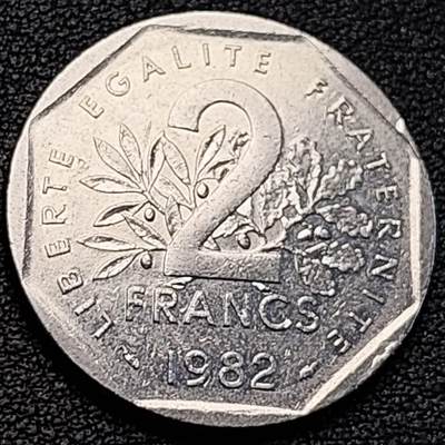 泉币菌-第186场- 精品福利场（本周五和之前的 2月14日发货） - 法国早期（1982年）2法郎镍币 26mm 播种女神 入欧前 末版 绝版币