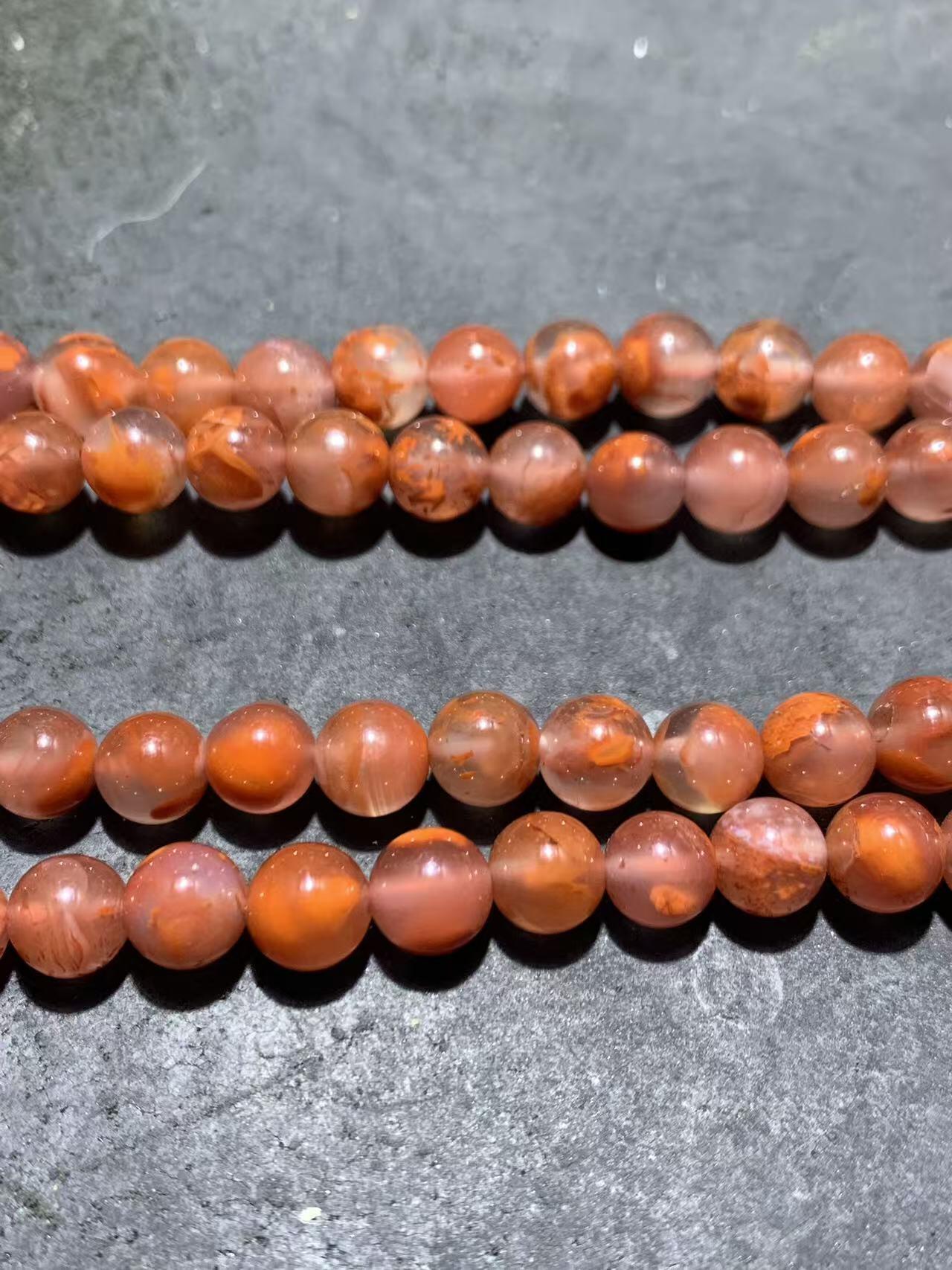 放福利！川料南红玛瑙荔枝冻飘火焰纹108手串一条！