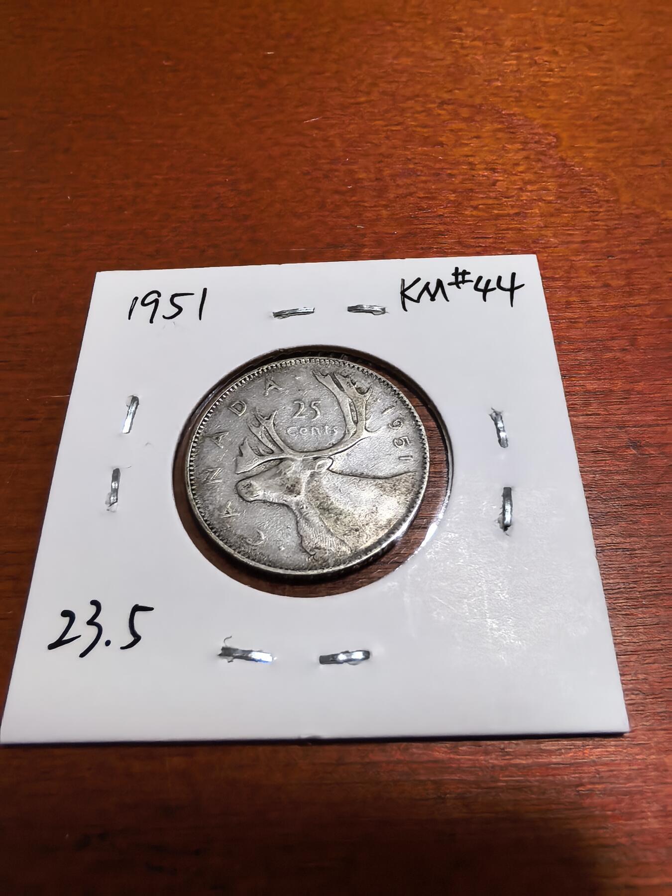 长老汇蛇年精选第九十九场拍卖 1951加拿大乔治六世25分银币，5.8319克800银