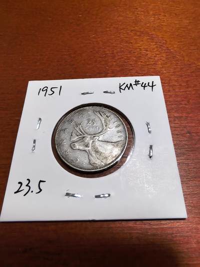 长老汇马年精选第十九场拍卖 1951加拿大乔治六世25分银币，5.83克800银，克书350美金