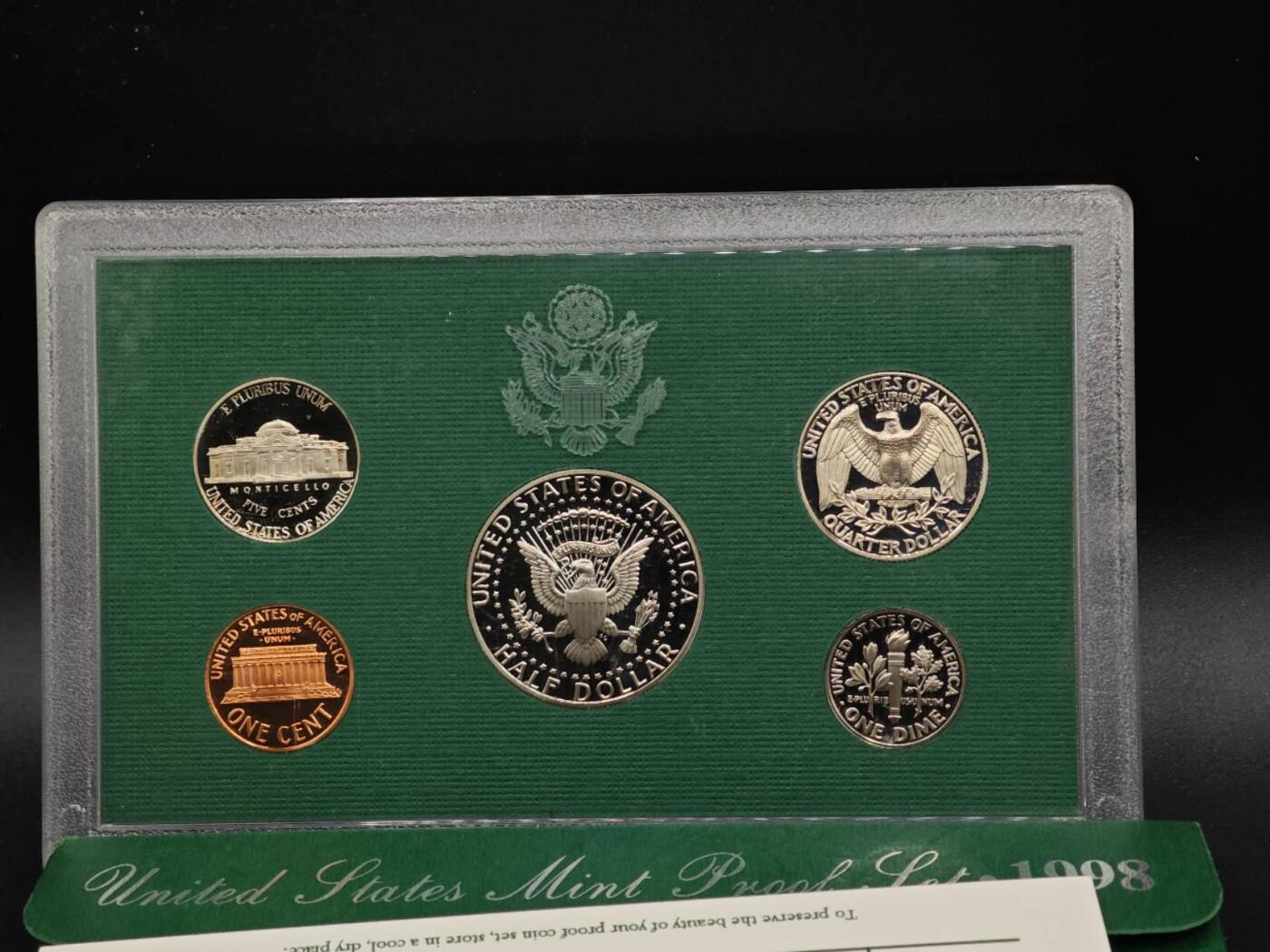 【淘币小摊】实时拍第八百七十拍   银币套币场    年前最后一场周一预留全部发出 本场无中意拍品可私信周日发货请更换最新收货地址不方便收货的请勿参拍或者顺丰到付 美国1998年精制套币盒证全