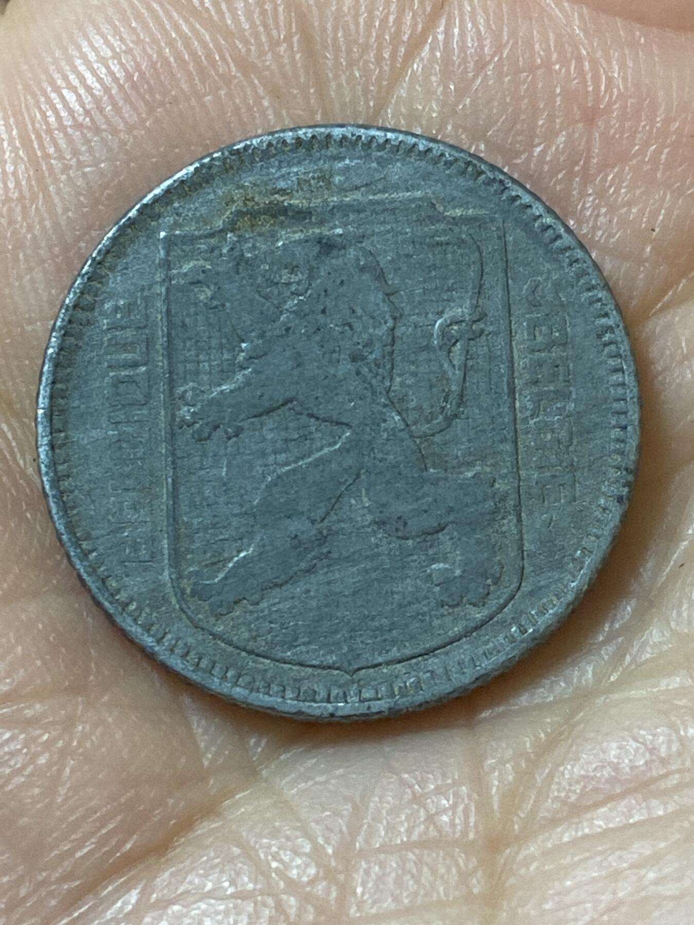 2026年第二十一场(总第一百九十场）外国好品散币场(免佣金) 比利时🇧🇪1941年1法郎(二战德国占领时期，左法语右荷语版)