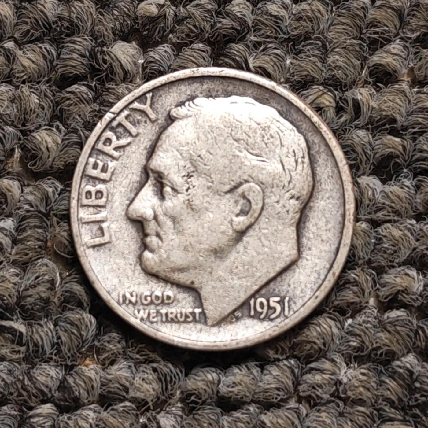 1951年美国罗斯福10分小银币