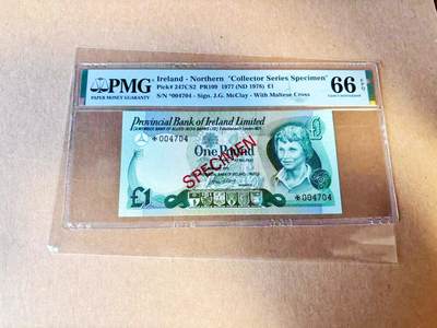 【Blue Auction】世界纸币精拍第785期——18级TOP拍卖/信誉/品质/专业/高效💫 - 【样钞】北爱尔兰 1978年1镑 PMG66EPQ