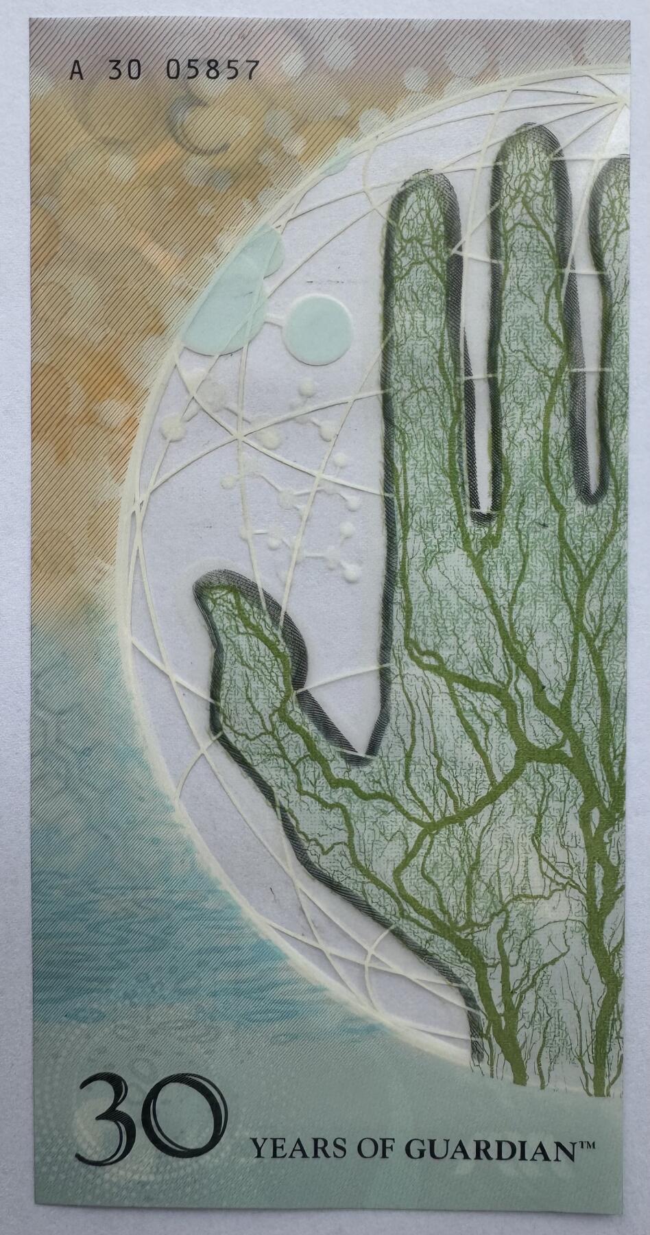 2026第3场（总第230期）：精品测试钞、外钞综合场 红色荧光/CCL塞卡瑞希 “Guardian塑料钞发行30周年～手型”塑料测试钞UNC