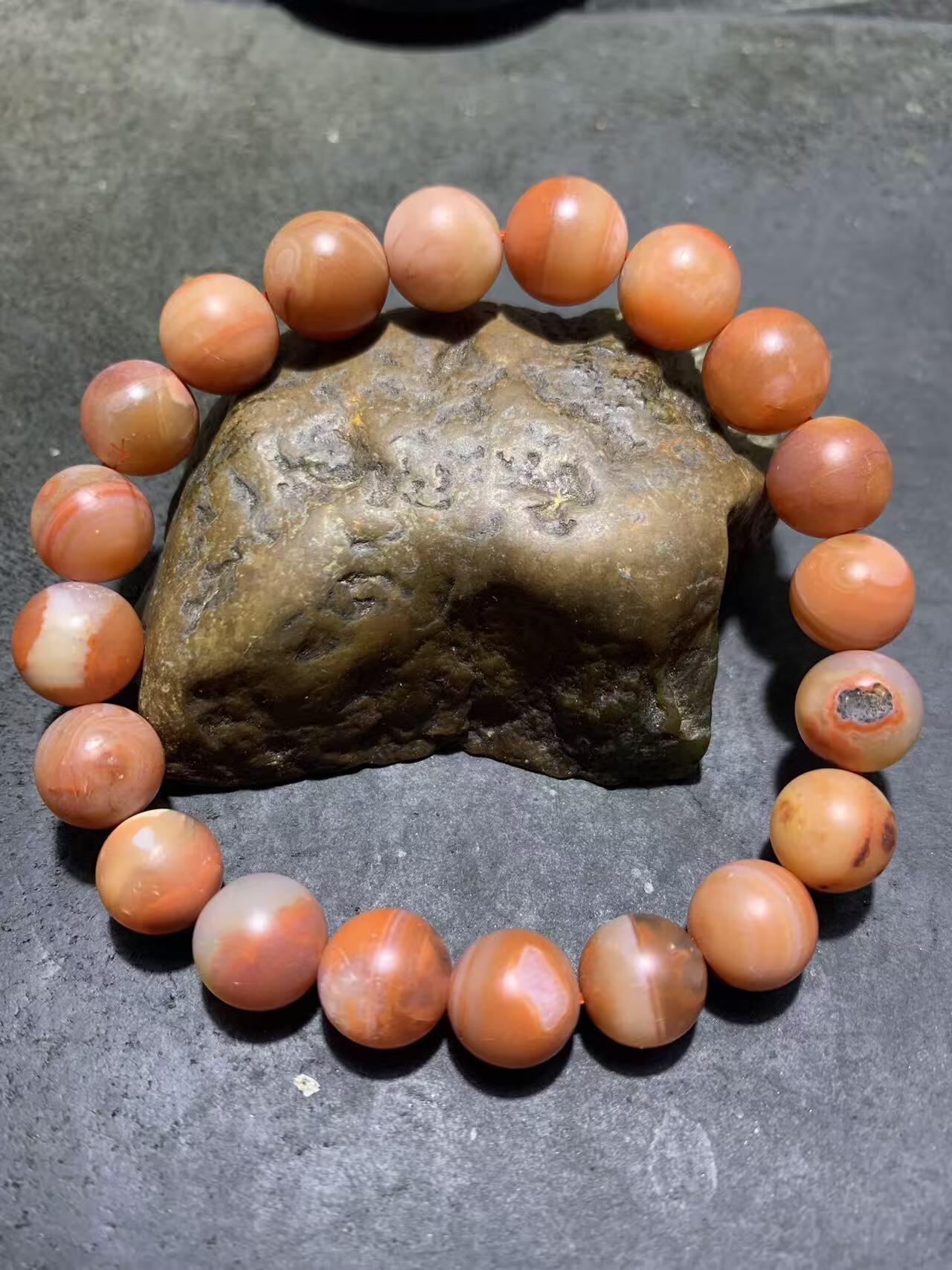 精美亚光原皮川料南红玛瑙单圈手串一条