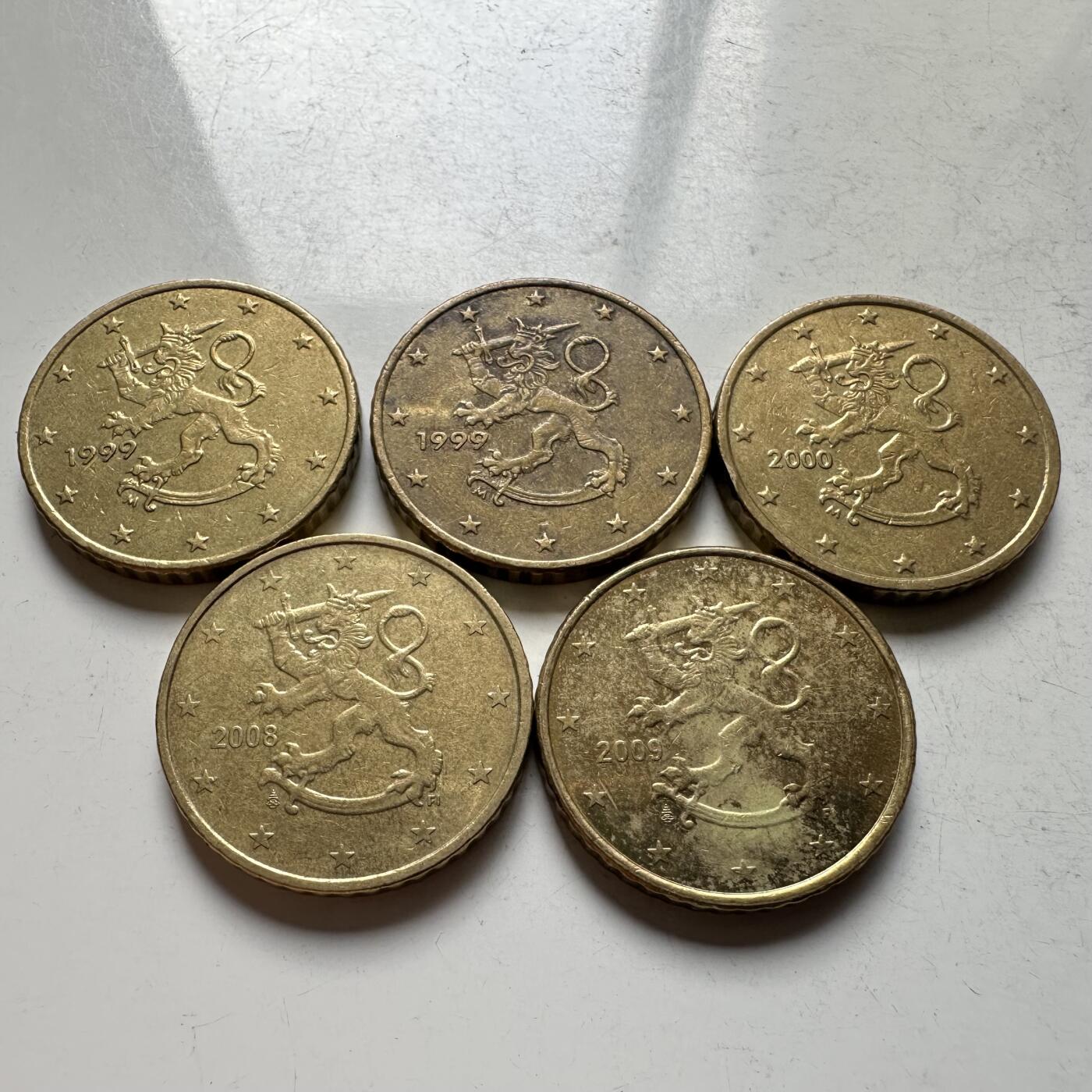 🌹外币初藏🌹🐯2026年第18场 快递将在12号停运 年前需发货的抓紧 ，年后正月十五恢复发货 芬兰50欧分5枚