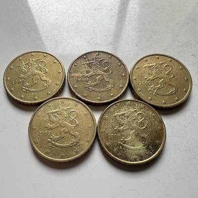 🌹外币初藏🌹🐯2026年第18场 快递将在12号停运 年前需发货的抓紧 ，年后正月十五恢复发货 - 芬兰50欧分5枚