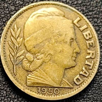 泉币菌-第187场- 精品福利场 （本周五和之前拍的 2月14日发货） - 1950年 阿根廷10分黄铜币 麦穗牛 自由女神 纪念币铜钱 19mm