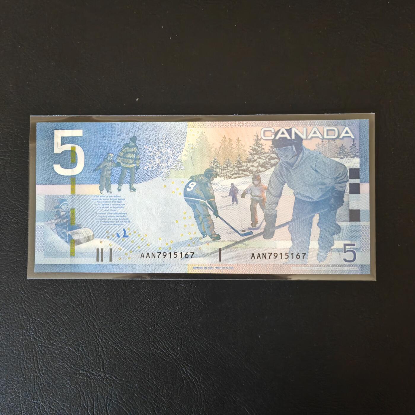 【礼羽收藏】🌏世界钱币拍卖第124期 （一组1张）【UNC】美洲 加拿大 2009年 5加元 Pick:101Ac