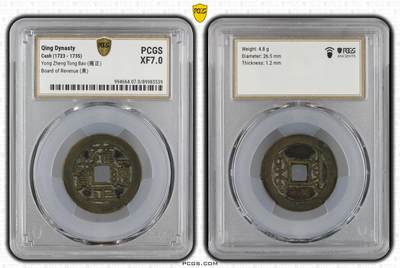 【礼羽收藏】🌏世界钱币拍卖第124期 年前最后一期 正常发货 - PCGS XF7.0 极品雍正通宝 宝泉三离划 原泉行逸王刚老师旧藏带X光图 个人送评PCGS 已出结果 顶级完美的小精品