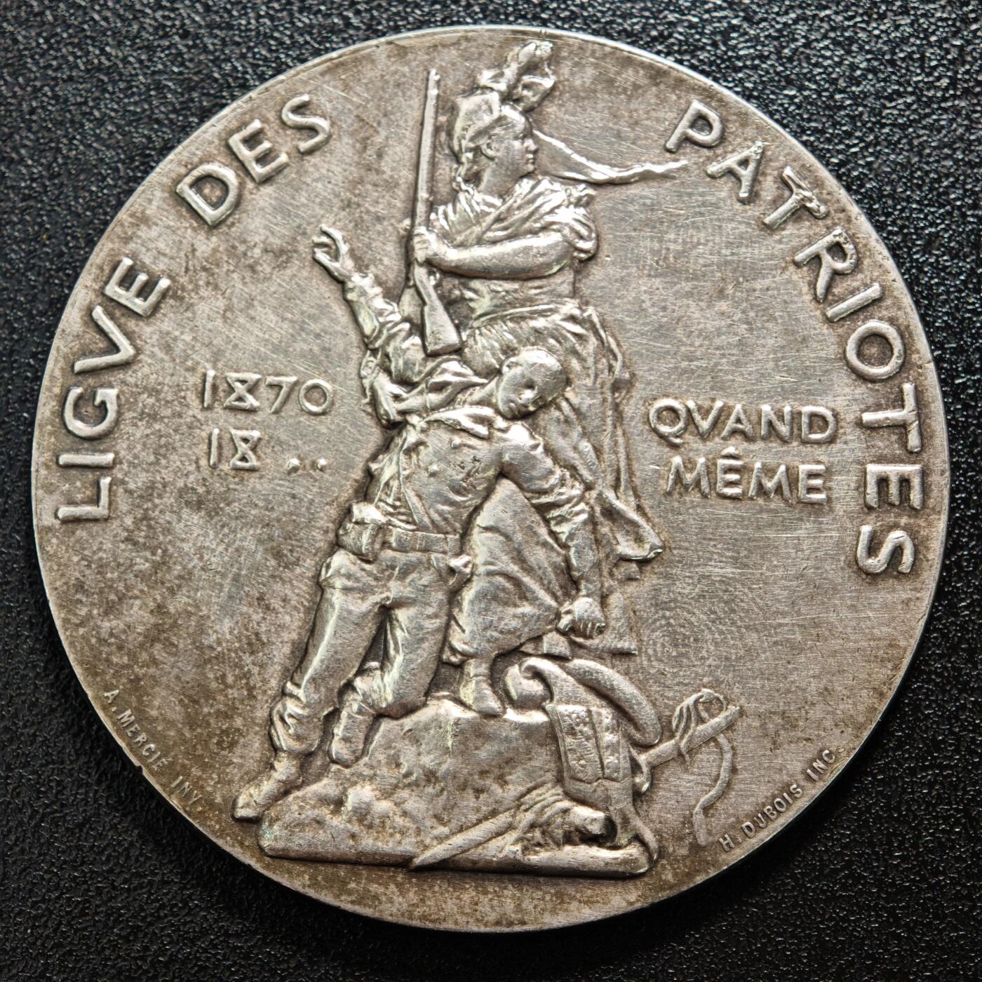 【德藏】世界币章拍卖第165期（拍品征集中~欢迎藏友联系） 1882年 法国普法战争爱国者联盟纪念大银章 丰饶角边铭 直径约：58.6mm；重约：78g