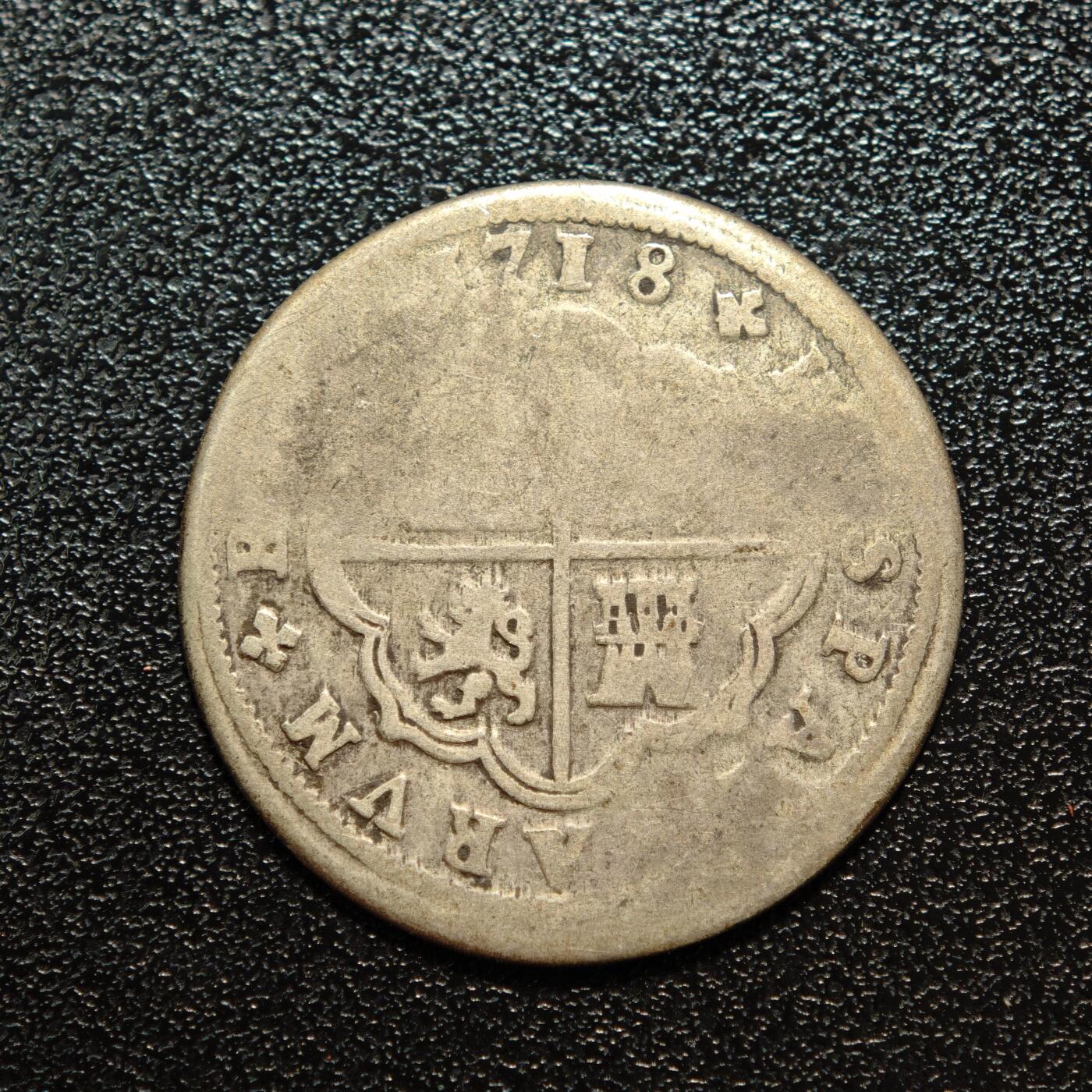 【德藏】世界币章拍卖第165期（拍品征集中~欢迎藏友联系） 1718年 西班牙哈布斯堡王朝 菲利佩五世（腓力五世）· 西属米兰公国 1杜卡特（或1比索级）银币 直径约：28.7mm；重约：5.2g