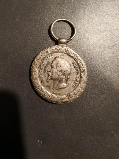 老王徽章第181期 - 法国拿破仑三世1859远征意大利战役奖章   950银    无绶带