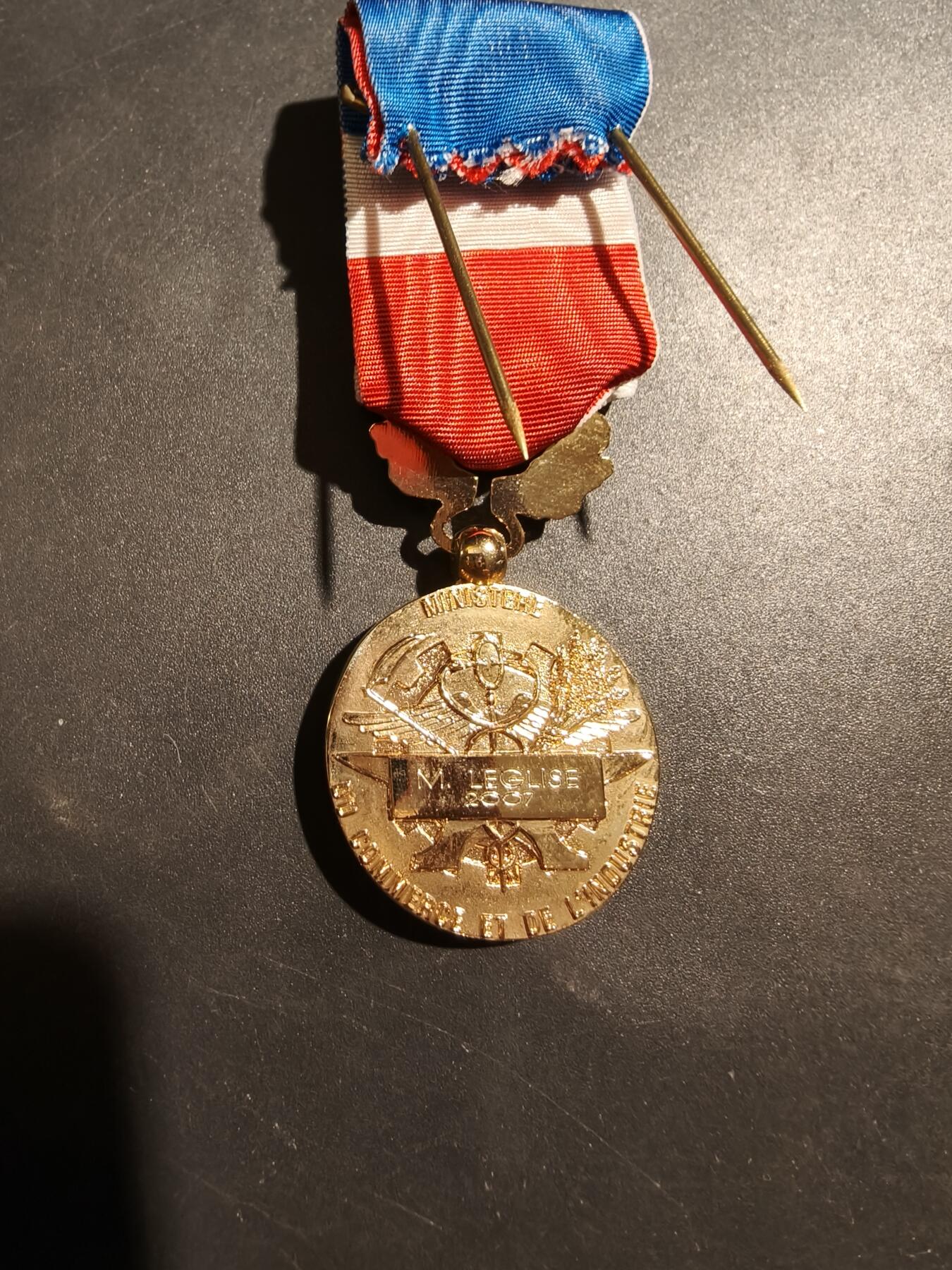 老王徽章第181期 法国金级工商部劳动荣誉奖章    2007年实发    金花环勋饰